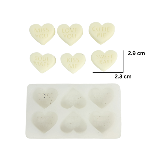 Text Heart Candle Topped Mold